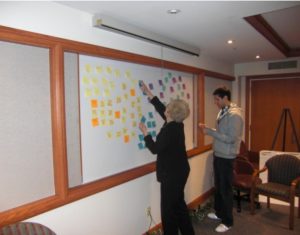 image of affinity mapping - moving sticky notes to open surface