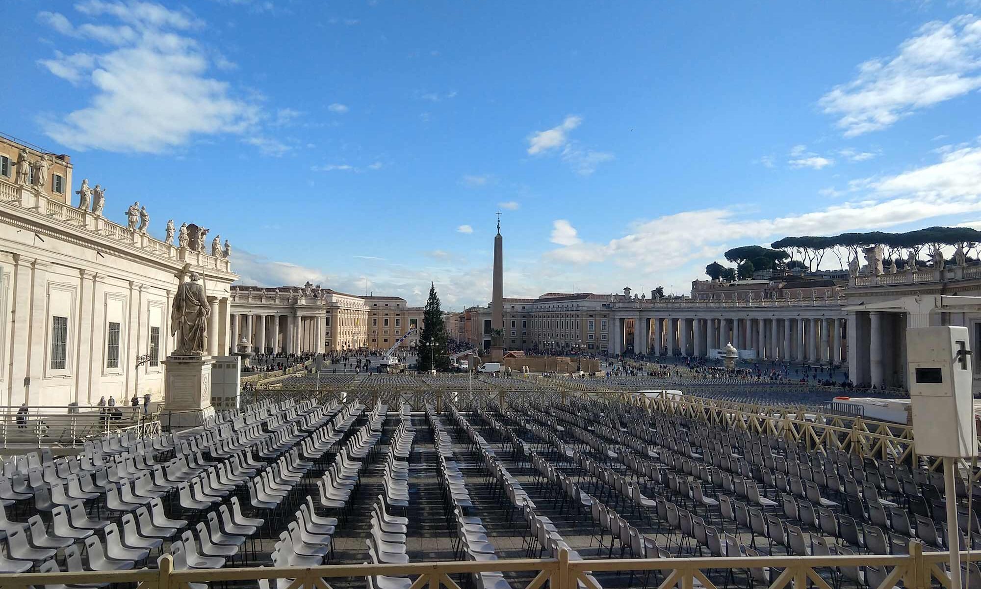 Vatican City with Chairs Ready for Service December 2019