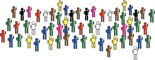 Illustration of robotic like simple people in all colors
