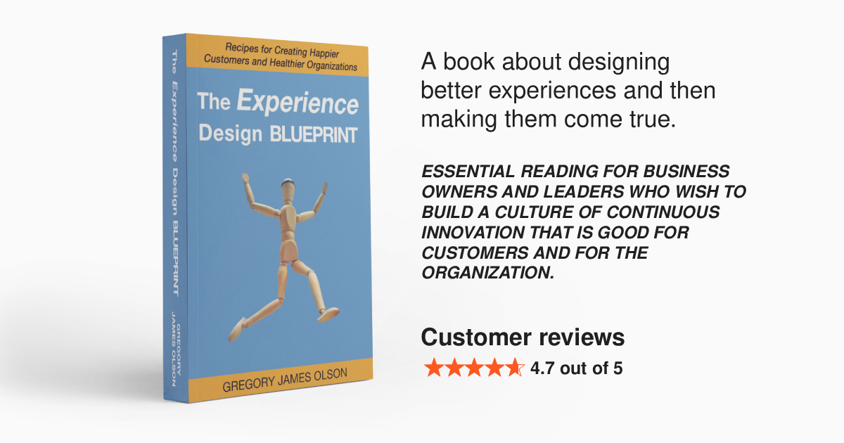 Angled view of The Experience Design Blueprint hardcover book by Gregory James Olson with reviews.
